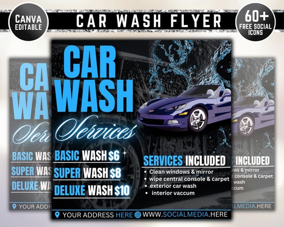 Car Wash Flyer, Car Detailing Flyer, Automotive Services Flyer, Social Media Flyer, Premade Business Flyer Design, DIY Flyer Template Design