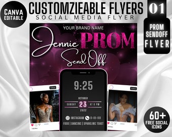 Prom Send Off Flyer, DIY Prom Flyer, Prom Canva Template, Prom Send Off, Prom Send Off Event, Editable, DIY Canva, Instant Download