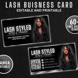 Editable Beauty Business Card Template Design, Luxury Business Card, QR code, Hair Stylish, Nail Artist, Lash Artist, Braider, Makeup Artist