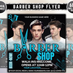 Barber Shop Flyer, Barber Booking Flyer, DIY Flyer Template Design, Male Hair Stylist Flyer, Hair Cut Flyer, Premade Social Media Hair Flyer