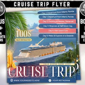 Kreuzfahrt Flyer, Kreuzfahrt Urlaub Geschäftsreise Vorlage Boot Yacht Einladung Bearbeitbar Canva Einladen Party Einladung Geburtstag Social Media