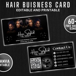 Editable Beauty Business Card Template Design, Luxury Business Card, QR code, Hair Stylish, Nail Artist, Lash Artist, Braider, Makeup Artist