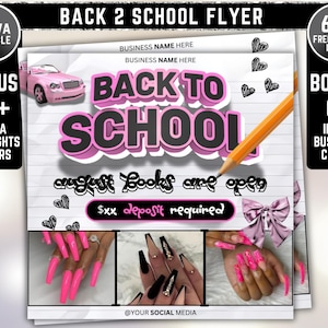 August Booking Flyer , DIY Back to School Flyer, Editable Back to School Flyer, Hair , Nails, Makeup Lash Flyer