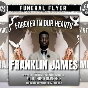 Memorial Funeral Announcement Flyer, Funeral Invitation, Funeral Announcement Template, Rest In Peace Editable Flyer, Canva Digital Download