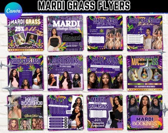 Mardi Gras Bookings Flyer, Book Now Flyer, Mardi Gras Appointment Flyer, Hair Nails Boutique, Beauty, Lashes, Make up Flyer, Canva Editable