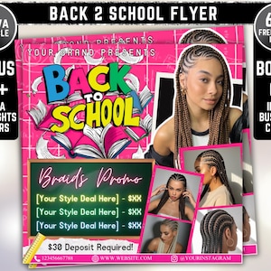 August Booking Flyer, Back to School Flyer, Editable August Flyer, Back to School Nail Hair Braids Lash Wig Mua, Booking Flyer Template