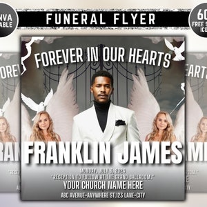 Memorial Funeral Announcement Flyer, Funeral Invitation, Funeral Announcement Template, Rest In Peace Editable Flyer, Canva Digital Download