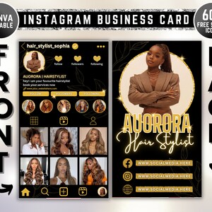 Modèle de carte de visite, carte de visite Instagram 2024, carte de visite code QR, carte de visite Instagram, cartes de l'influenceur, modifiable canva