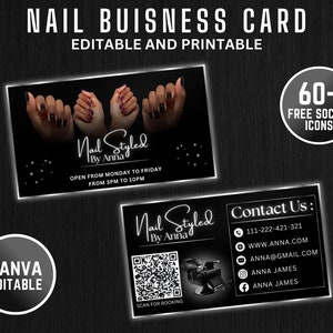 Editable Beauty Business Card Template Design, Luxury Business Card, QR code, Hair Stylish, Nail Artist, Lash Artist, Braider, Makeup Artist