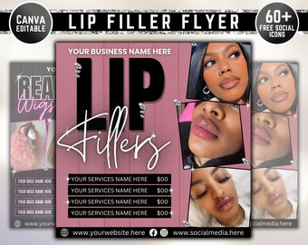 Lip Fillers Flyer, Botox Fillers Instagram Post, Digital Templates Lip Injections, Book Now, Bookings Open, Canva Editable Social Media Post