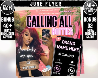 June Booking Flyer | June Install Deals Install Braids Lashes Nails June Books Open Summer Hair Flyer Premade Business Flyer Edit In Canva