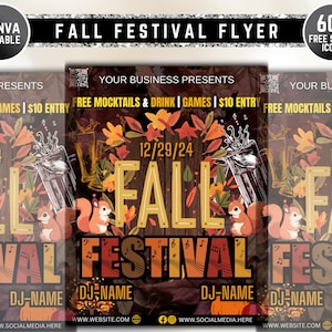 Fall Festival Flyer, Harvest Festival Invite, Fall Party Invitation, Premade Autumn Festival Flyer, Party Flyer, DIY Flyer Template Design