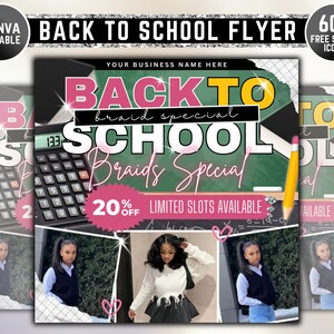 Back To School Sale Flyer, Back To School Braids Flyer, Braids Specials Flyer, DIY Flyer Template Design, Premade Social Media Braids Post