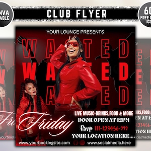 Club Flyer, DIY Club Flyer, Party Flyer, DJ Party Invite for Social Media, Instagram, Event Flyer, Editable Canva Flyer, Download