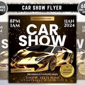 Auto Business Event flyer, Car Show Event Invitation, Social Media Flyer, Car Sale Template, Canva Editable, Instant Download