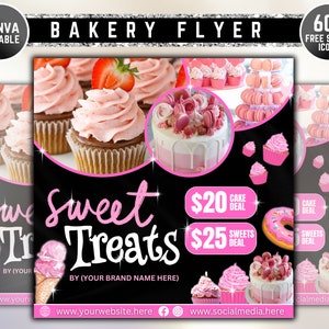 Bäckerei Flyer, Kuchen Flyer, Süßigkeiten Nachtisch Flyer, DIY Flyer Vorlage Design, Bake Shop Flyer, Backverkauf Flyer, Vorgefertigter Business Flyer