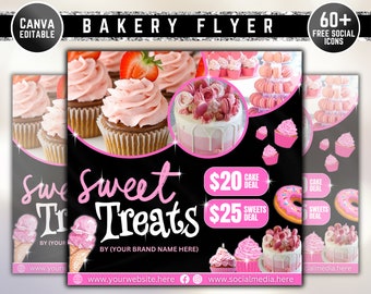 Bageri-flyer, kakflyer, sötsaker- och dessertflyer, gör-det-själv-flyermalldesign, bageri-flyer, bakförsäljningsflyer, färdig företagsflyer