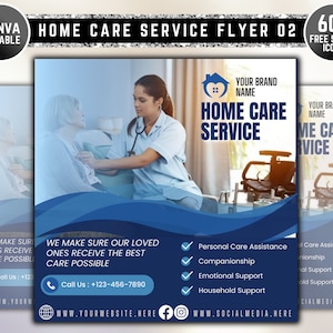 Home Care Service Flyer, Home Health Care Flyer, Home Care Assistance Flyer, Nursing Home Flyer, DIY Flyer Template Design, Premade Flyer