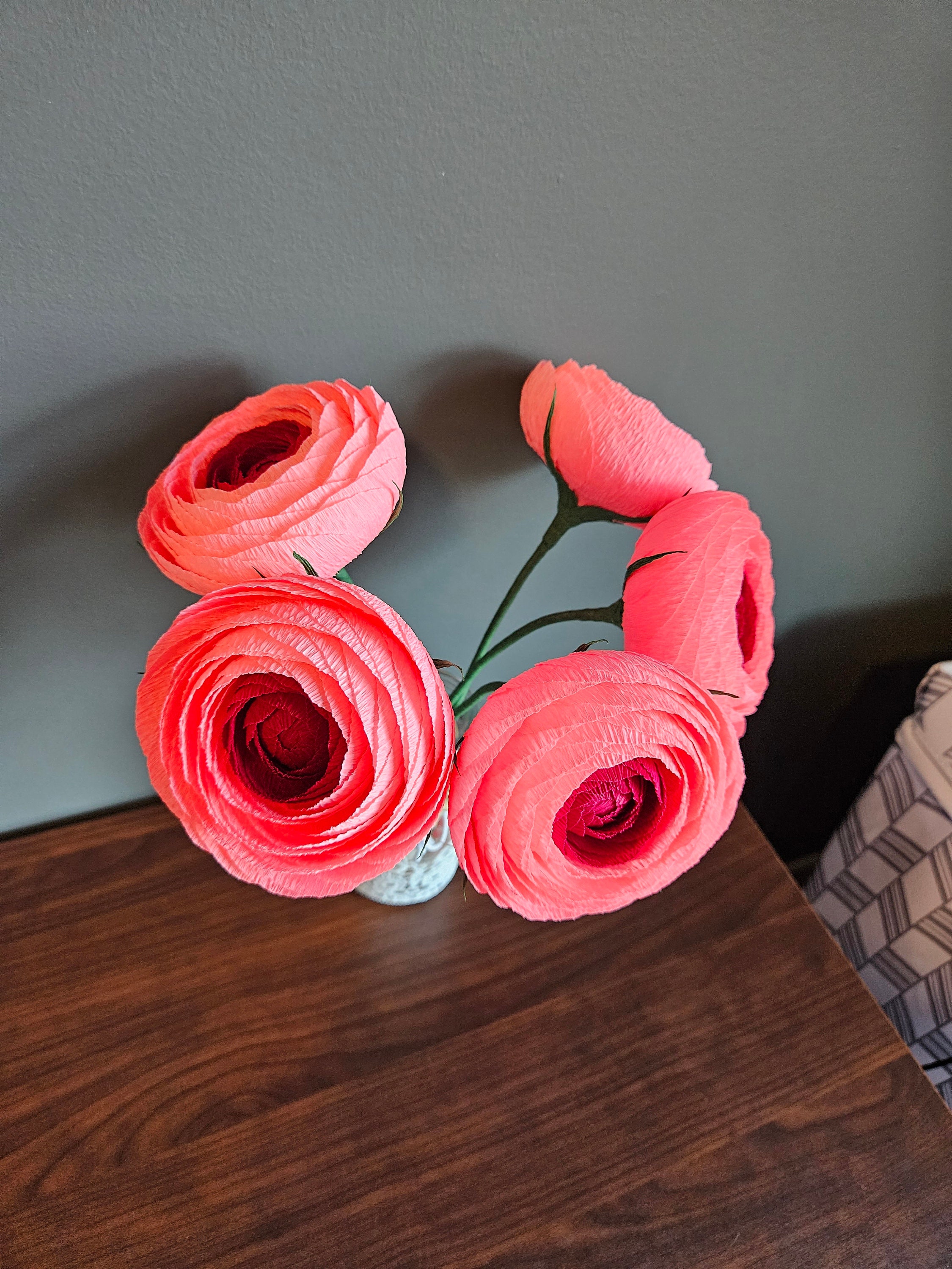 Paper Flower Ranunculus Ranunculus Paper Flowers Red Peach Fake Flower Bouquet - Etsy