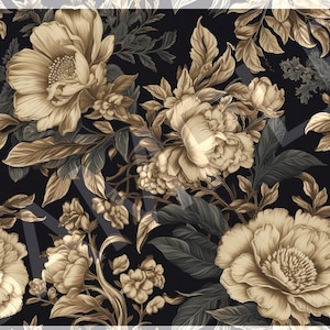 Tan, Rosybrown, Darkgray - Photorealistic Floral Seamless Pattern - High Resolution Digital Art