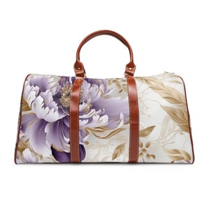 Waterproof Travel Bag - Floral Lavender and Gold