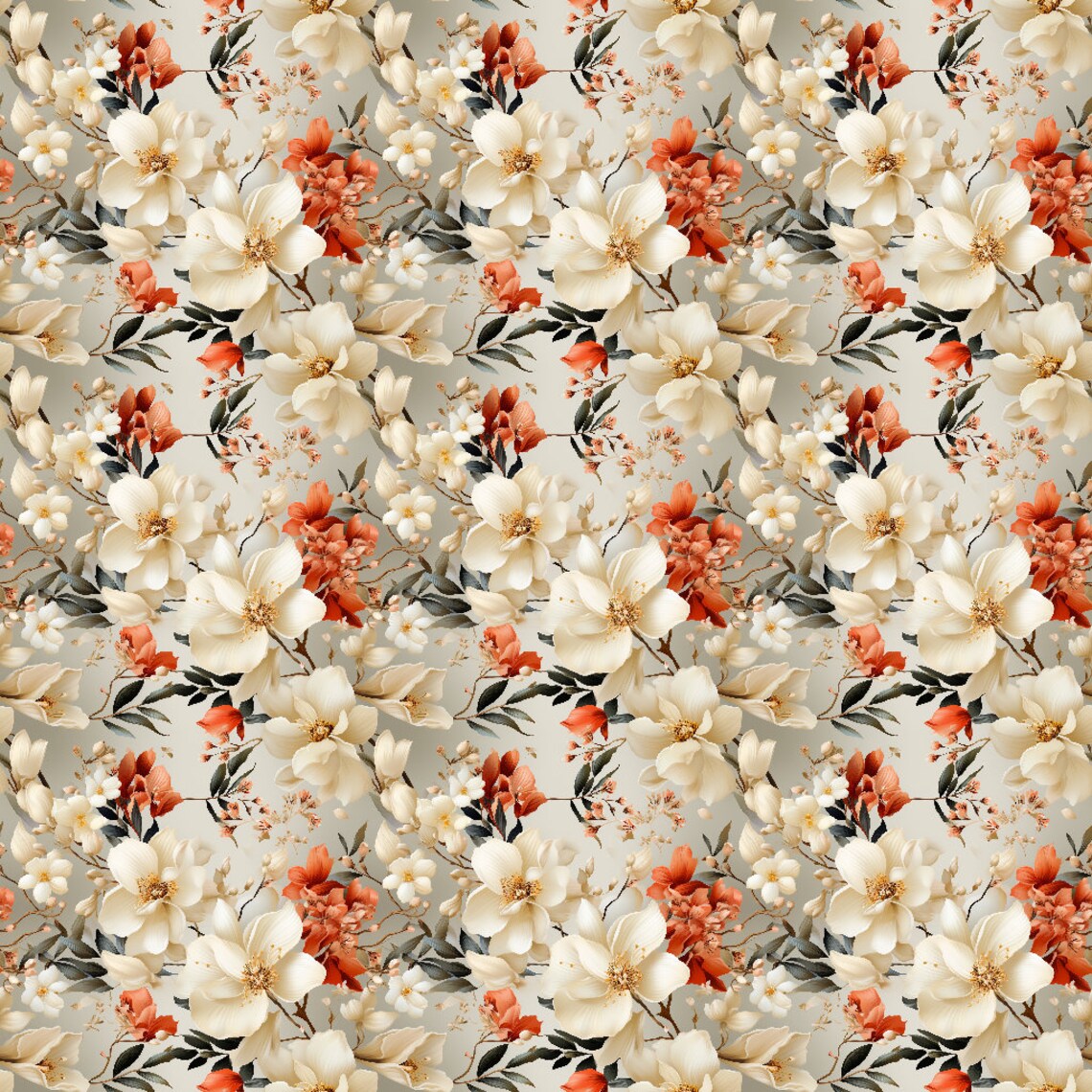 Champagne Peach and Ivory Elegant Orchids Seamless Pattern ...