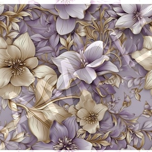 Elegant Lavender & Ivory Photorealistic Floral Seamless Pattern - High-Resolution Digital Art for Home Decor and Fashion