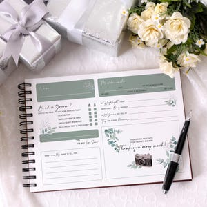 Preguntas de plantilla para el libro de visitas de tu boda para imprimir tú mismo, plantilla digital, con marcador de posición de foto, Tarjeta de Libro de Visitas de Boda