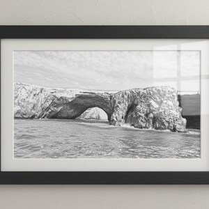 Islas Ballestas Sea Arch | Dramatic Black and White Digital Sketch of Peruvian Coast