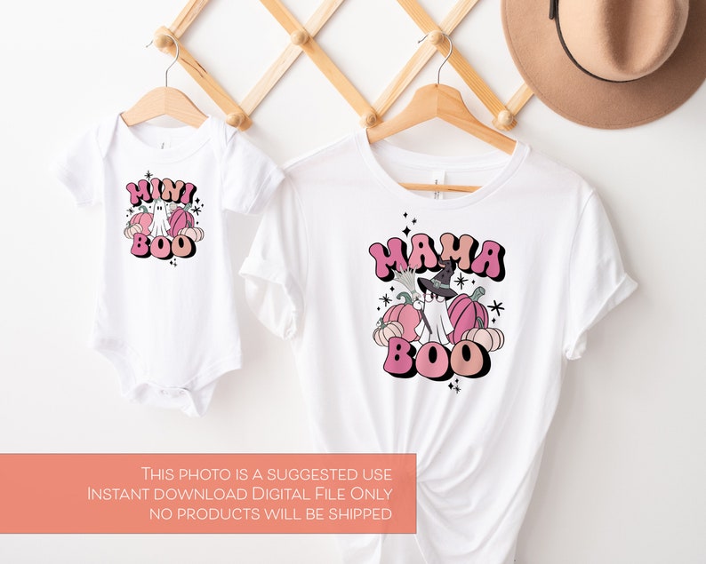 Mama & Mini Matching Halloween PNG T-shirt Sublimation Files Mama Boo