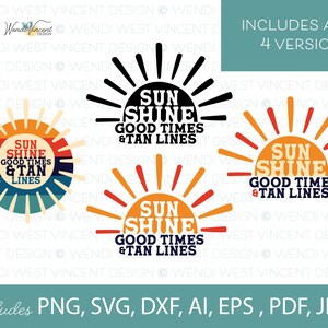 Fichiers PNG et SVG Sunshine Good Times et bronzage pour travaux manuels par sublimation et plus encore, idéal pour les gobelets, t-shirts, etc., style Groovy des années 70 - WV078