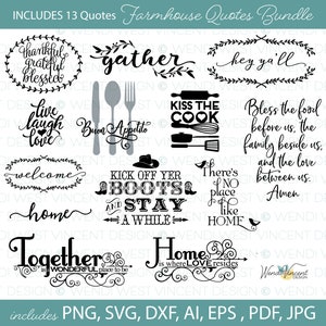 Farmhouse Home Zitat Bundle SVG Bundle für Schneidemaschinen, HTV, Vinyl oder Sublimation, perfekt für eine Vielzahl von Bastelarbeiten und Geschenken - WV109