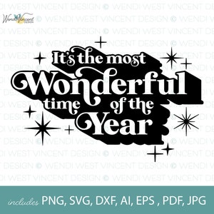 Het is de mooiste tijd van het jaar Kerst SVG, geweldig voor HTV, Vinyl, Kaarten maken, Kerstdecor, feesten, mokken, t-shirts -WV034B