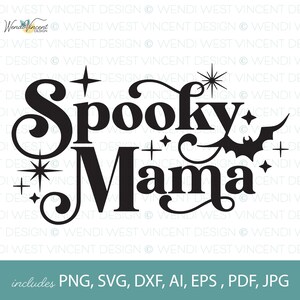 Gruselige Mama Halloween SVG-Datei, Plotterdatei, Retro Style Digitale Datei, Schneide- oder Sublimationsdatei für Becher, Tassen, T-Shirts und mehr - WV026