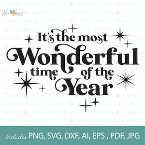 Het is de mooiste tijd van het jaar Kerst SVG, geweldig voor HTV, Vinyl, Kaarten maken, Kerstdecor, feesten, mokken, t-shirts -WV034
