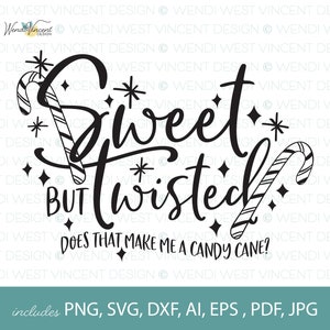 File SVG di Natale dolce ma contorto, disegnato a mano ottimo per HTV, vinile, creazione di cartoline, borse, bicchieri, creazione di regali, tazze, t-shirt -WV125