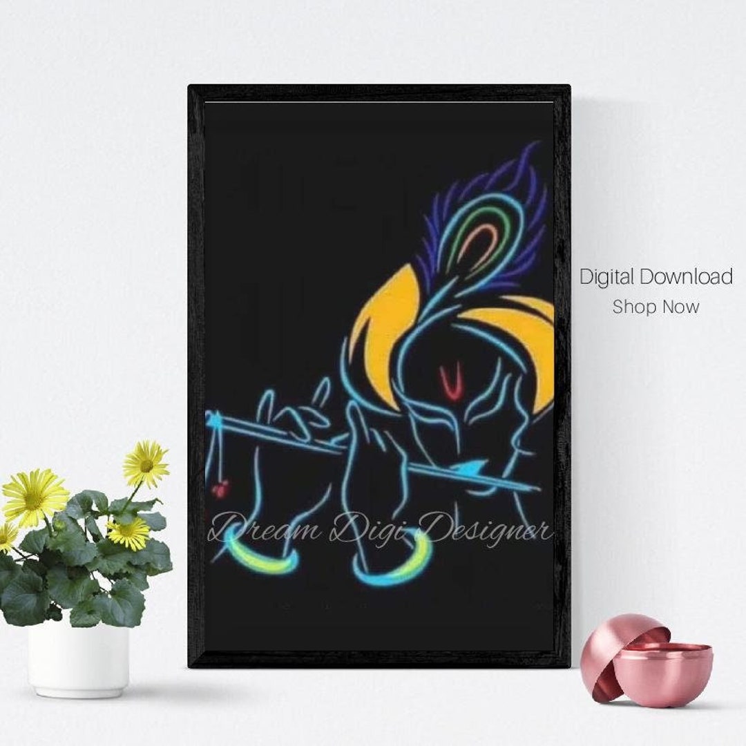 Lord Krishna Painting, Indian God Traditional Art, Krishna Painting ...