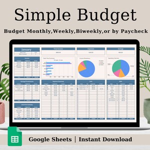 Budget Planner Google Sheets Monthly Budget Spreadsheet Paycheck Budget Tracker Weekly Budget Template Biweekly Budget Financial Planner