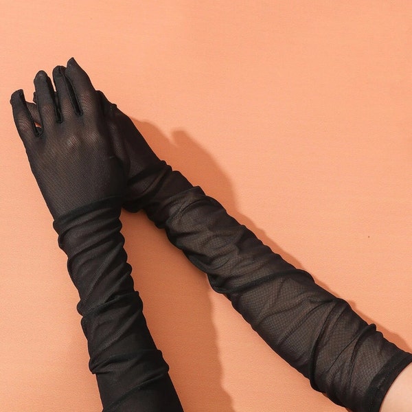 Gants longs en maille gants de déguisement cosplay tenue de fête de poule poule faire collants de robe de noël extensible