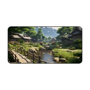 Zen Garden Desk Mat: Tranquil Japanese Landscape Office Decor