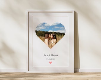 Personalisiertes Poster für Paare / Portrait - Hochzeit, Jahrestag, Weihnachten, Valentinstag | Love Bild mit euren Namen + Datum