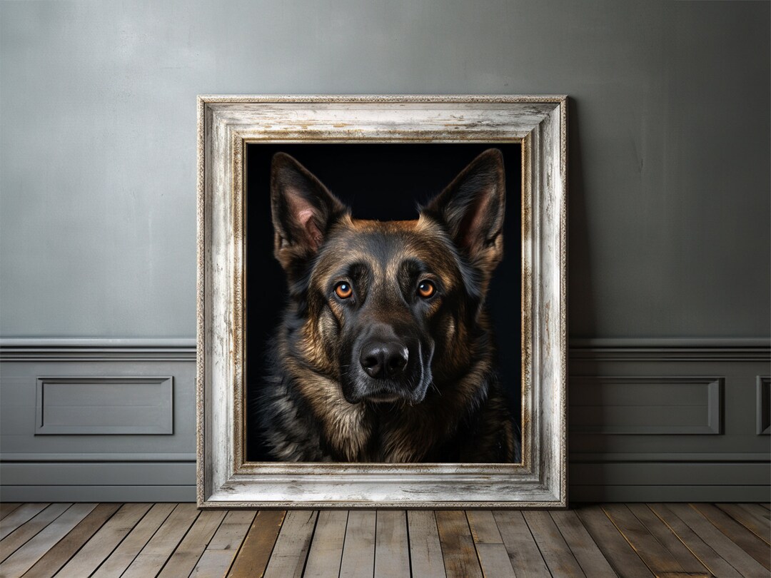 German Shepherd Dog Print Wall Art Black and White Nature Etsy