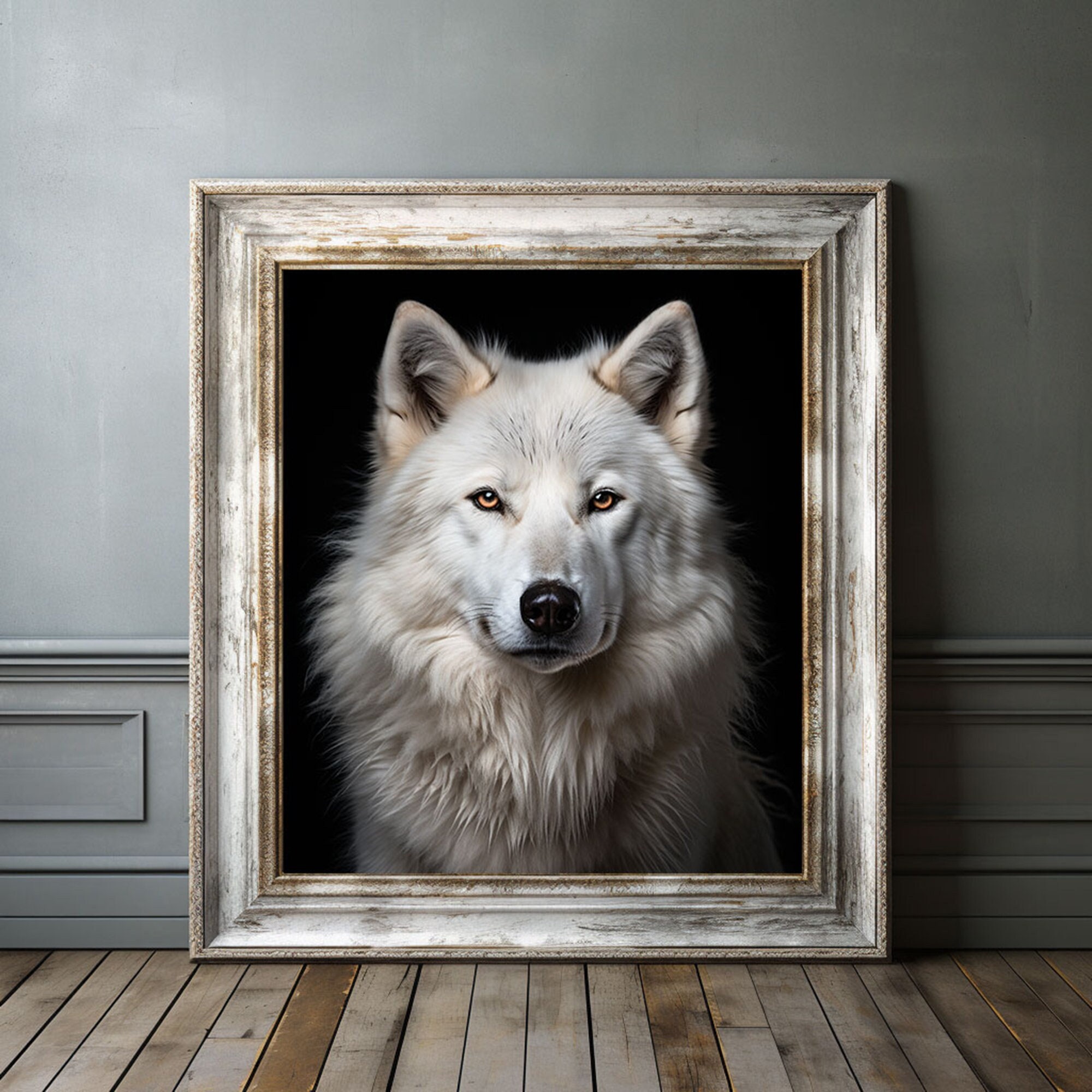 White Wolf Print Wall Art Black and White Nature Decor Etsy