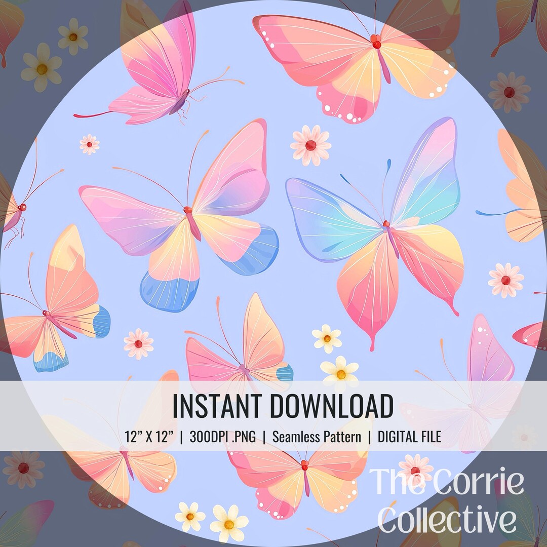 Soft Spring Butterfly Seamless Pattern | Pastel Watercolor Butterflies ...