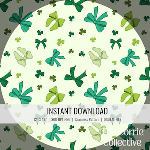 Kokette St. Patricks Day Bögen, nahtlose Datei für Stoff, Digital, Instant Download, grün
