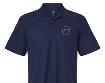 1776 Unabhängigkeitserklärung Poloshirt, patriotisches besticktes Poloshirt, 13 amerikanische Kolonien Poloshirt, Geschenk für Patrioten