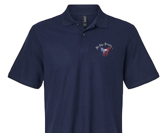 American Flag Eagle Polo Shirt, Patriotic We The People Apparel, Constitutional Rights Support Polo