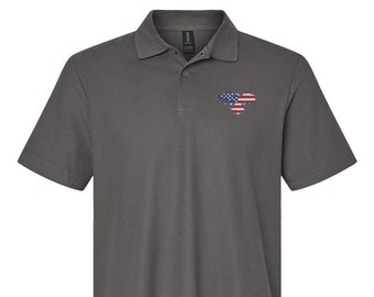 US Flag Colors American Eagle Polo Shirt, Patriotic Shirt, American Flag Polo Shirt, Bold Eagle Polo