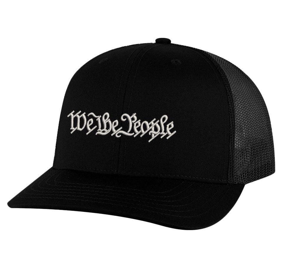 We The People Trucker Hat – Embroidered Silver Thread | Patriotic Snapback Cap with Mesh Back for Freedom Lovers