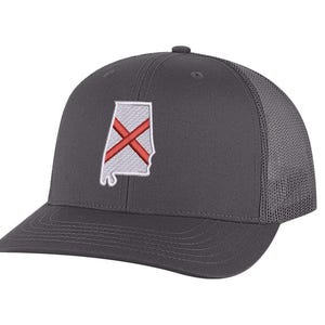 Gorra clásica de camionero de Alabama con bandera del estado bordada y cierre de malla para hombre y mujer.